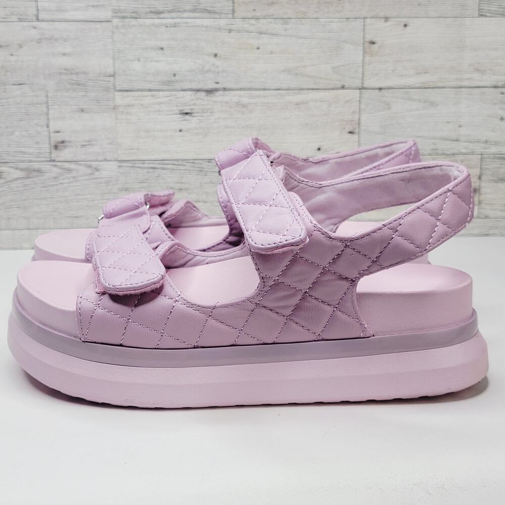 Bamboo 8M 2.5" Platform Chunky Heel Sandal Lavender Hook Loop Closure Fairycore - Picture 4 of 10